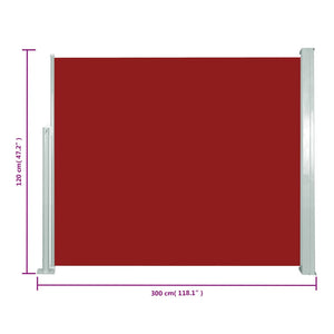 vidaXL Retractable Side Awning 120 x 300 cm Red