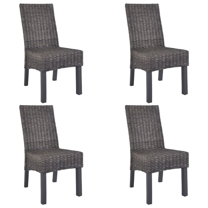 vidaXL Dining Chairs 4 pcs Brown Kubu Rattan and Mango Wood