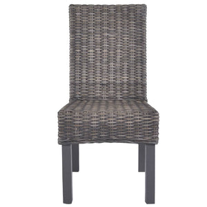 vidaXL Dining Chairs 4 pcs Brown Kubu Rattan and Mango Wood