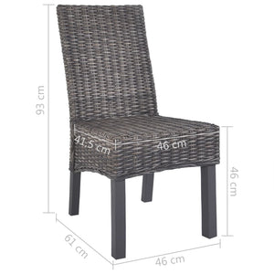 vidaXL Dining Chairs 4 pcs Brown Kubu Rattan and Mango Wood