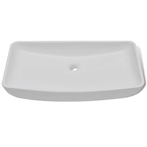 vidaXL Bathroom Basin with Mixer Tap Ceramic Rectangular White