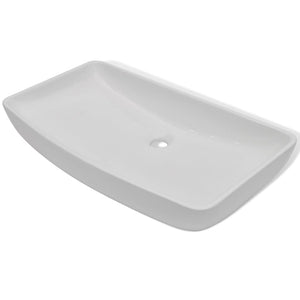 vidaXL Bathroom Basin with Mixer Tap Ceramic Rectangular White