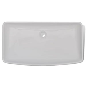 vidaXL Bathroom Basin with Mixer Tap Ceramic Rectangular White