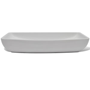 vidaXL Bathroom Basin with Mixer Tap Ceramic Rectangular White