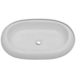 vidaXL Bathroom Basin with Mixer Tap Ceramic Oval White