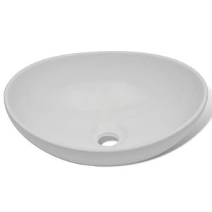 vidaXL Bathroom Basin with Mixer Tap Ceramic Oval White