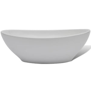 vidaXL Bathroom Basin with Mixer Tap Ceramic Oval White