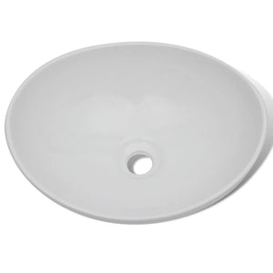 vidaXL Bathroom Basin with Mixer Tap Ceramic Oval White