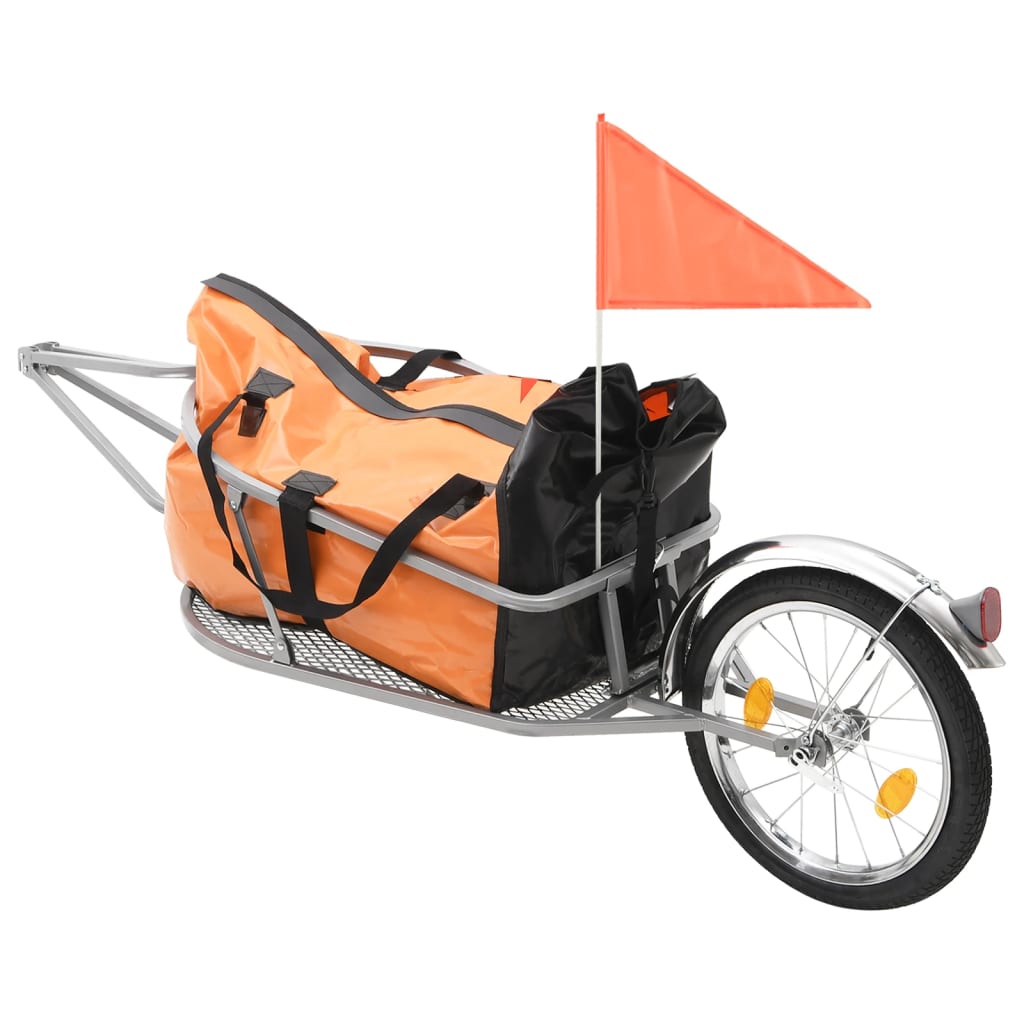 vidaXL Bike Luggage Trailer with Bag Orange and Black