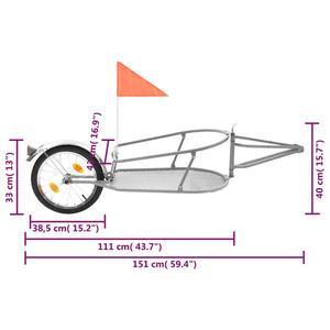 vidaXL Bike Luggage Trailer with Bag Orange and Black