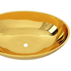 vidaXL Wash Basin 40x33x13.5 cm Ceramic Gold