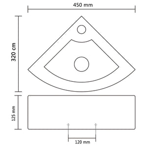 vidaXL Wash Basin with Overflow 45x32x12.5 cm Ceramic Silver