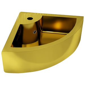 vidaXL Wash Basin with Overflow 45x32x12.5 cm Ceramic Gold