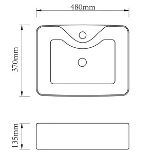 vidaXL Wash Basin with Faucet Hole 48x37x13.5 cm Ceramic Silver