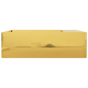 vidaXL Wash Basin with Overflow 49x25x15 cm Ceramic Gold