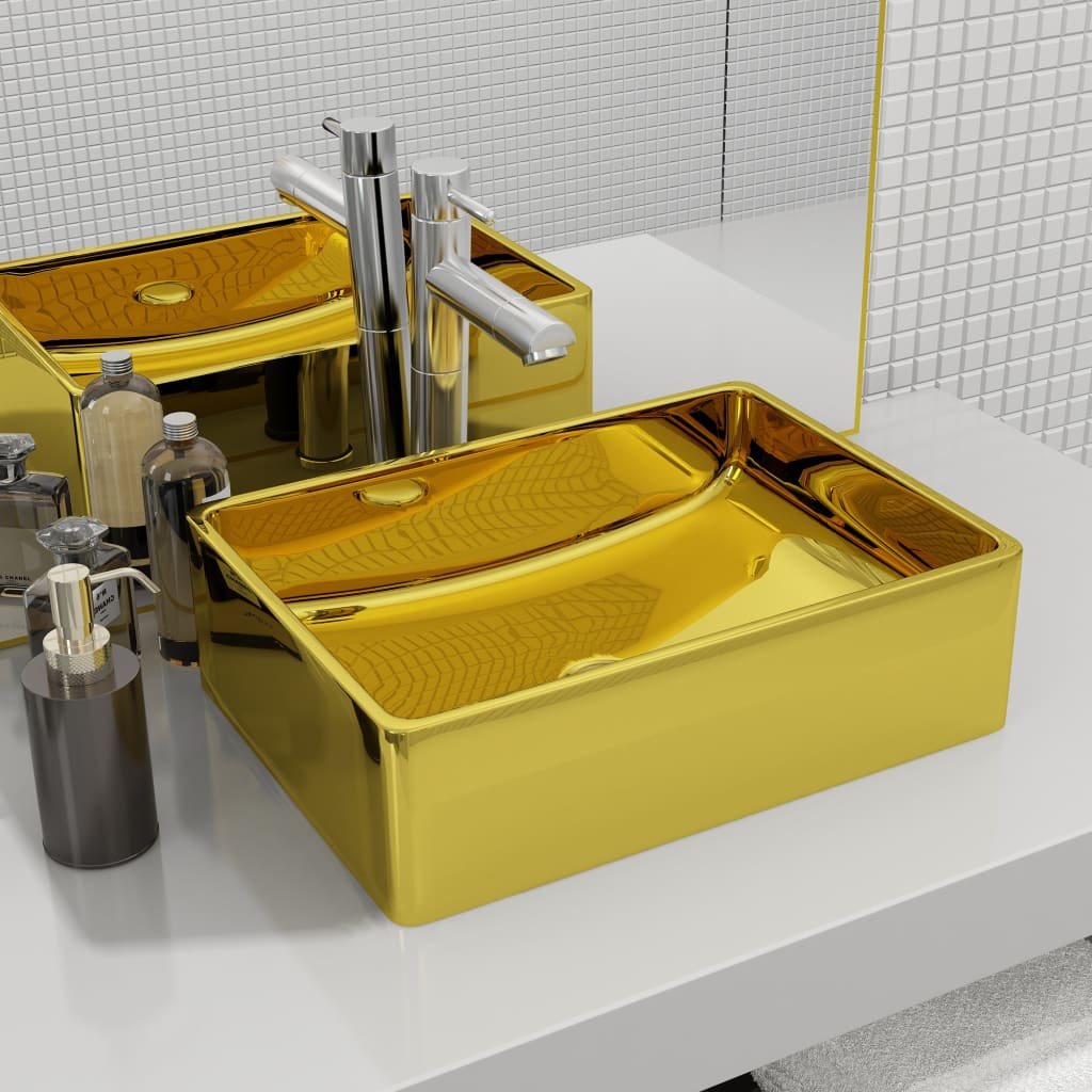 vidaXL Wash Basin 41x30x12 cm Ceramic Gold