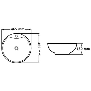 vidaXL Wash Basin with Overflow 46.5x18 cm Ceramic White