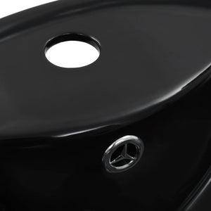 vidaXL Wash Basin with Overflow 46.5x18 cm Ceramic Black