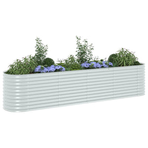 vidaXL Garden Raised Bed 400x80x81 cm Galvanised Steel Silver