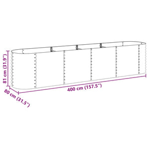 vidaXL Garden Raised Bed 400x80x81 cm Galvanised Steel Silver