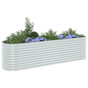 vidaXL Garden Raised Bed 320x80x81 cm Galvanised Steel Silver