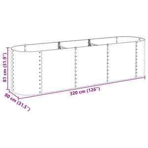 vidaXL Garden Raised Bed 320x80x81 cm Galvanised Steel Silver