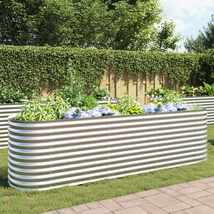 vidaXL Garden Raised Bed 320x80x81 cm Galvanised Steel Silver