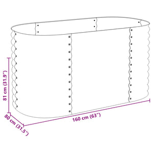 vidaXL Garden Raised Bed 160x80x81 cm Galvanised Steel Silver