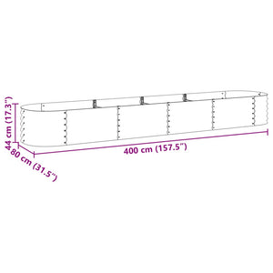 vidaXL Garden Raised Bed 400x80x44 cm Galvanised Steel Silver