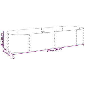 vidaXL Garden Raised Bed 240x80x44 cm Galvanised Steel Silver