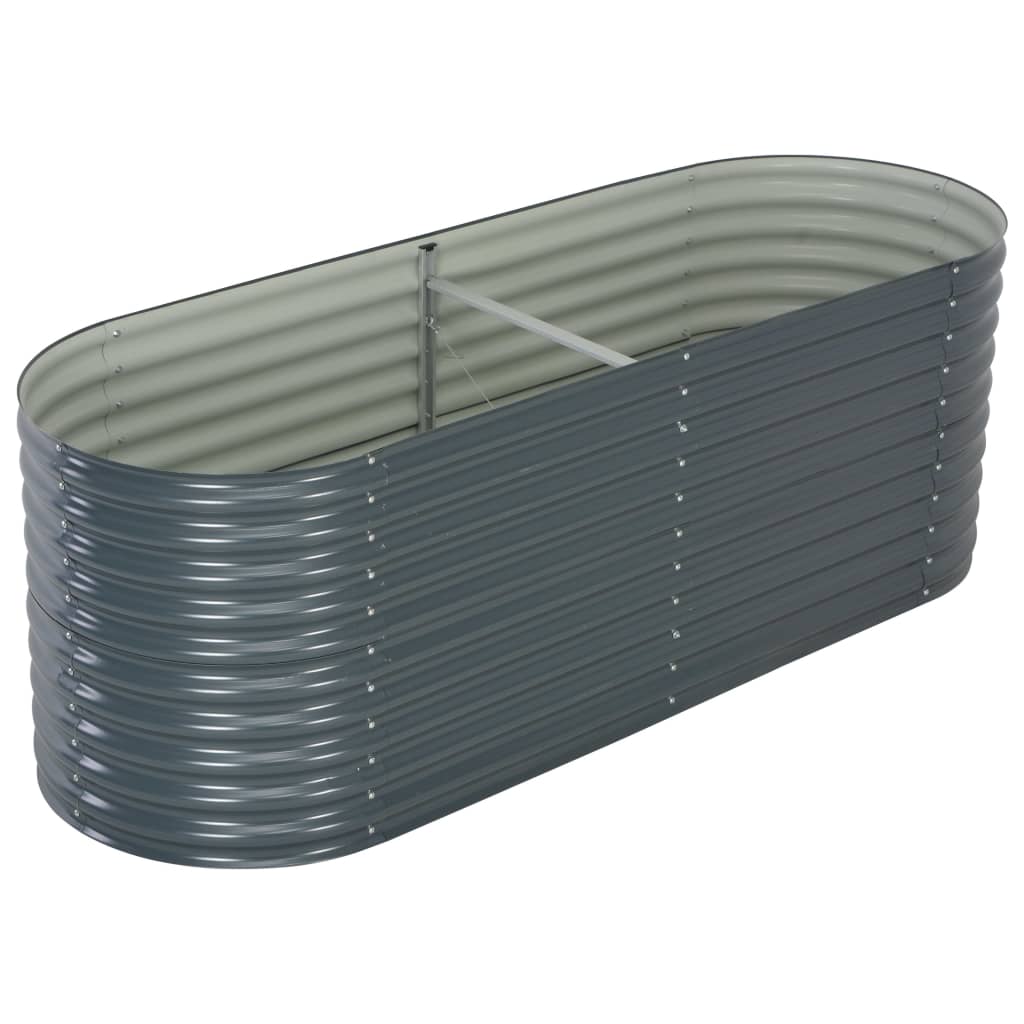 vidaXL Garden Raised Bed 240x80x81 cm Galvanised Steel Grey