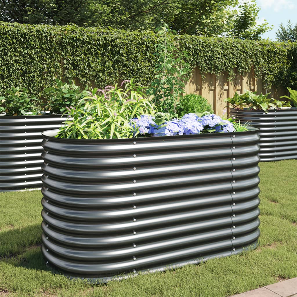 vidaXL Garden Raised Bed 160x80x81 cm Galvanised Steel Grey