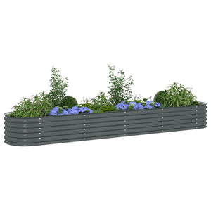 vidaXL Garden Raised Bed 400x80x44 cm Galvanised Steel Grey