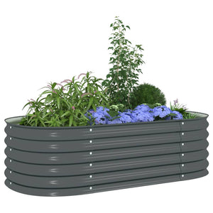 vidaXL Garden Raised Bed 160x80x44 cm Galvanised Steel Grey