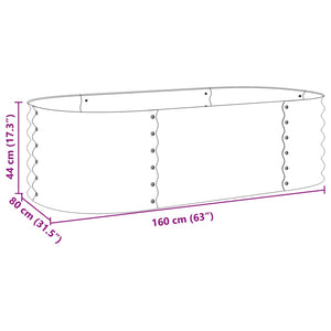 vidaXL Garden Raised Bed 160x80x44 cm Galvanised Steel Grey