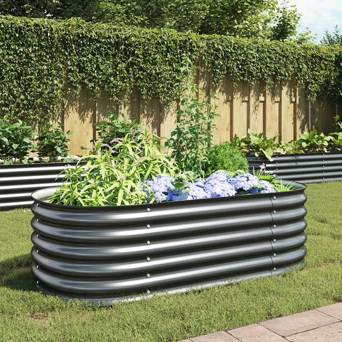 vidaXL Garden Raised Bed 160x80x44 cm Galvanised Steel Grey