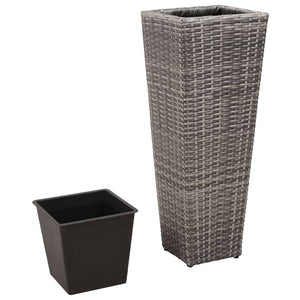 vidaXL Garden Raised Beds 3 pcs Poly Rattan Grey