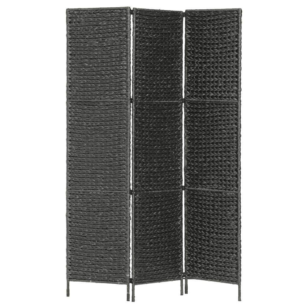 vidaXL 3-Panel Room Divider Black 116x160 cm Water Hyacinth