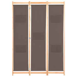 vidaXL 3-Panel Room Divider Brown 120x170x4 cm Fabric