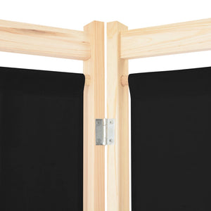 vidaXL 4-Panel Room Divider Black 160x170x4 cm Fabric