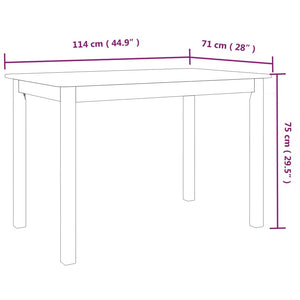 vidaXL Dining Table White 114x71x75 cm Solid Rubber Wood