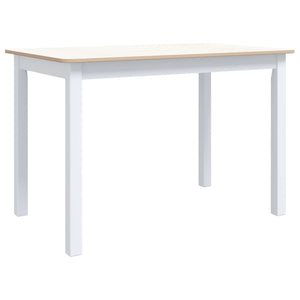 vidaXL Dining Table White and Brown 114x71x75 cm Solid Rubber Wood