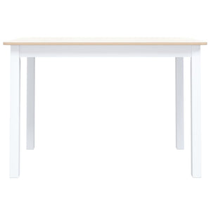 vidaXL Dining Table White and Brown 114x71x75 cm Solid Rubber Wood