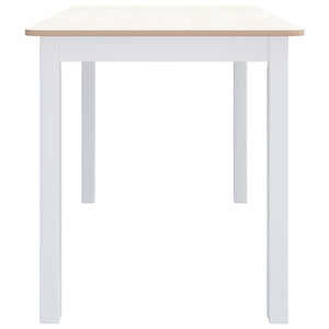 vidaXL Dining Table White and Brown 114x71x75 cm Solid Rubber Wood