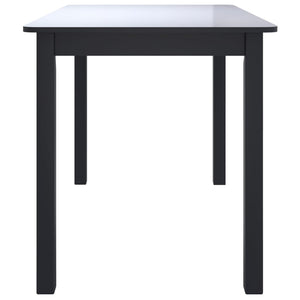 vidaXL Dining Table Black 114x71x75 cm Solid Rubber Wood