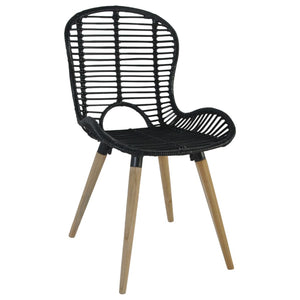 vidaXL Dining Chairs 6 pcs Black Natural Rattan