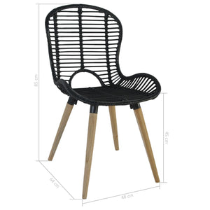 vidaXL Dining Chairs 6 pcs Black Natural Rattan