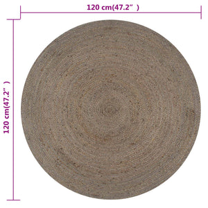 vidaXL Handmade Rug Jute Round 120 cm Grey