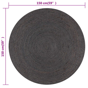 vidaXL Handmade Rug Jute Round 150 cm Dark Grey