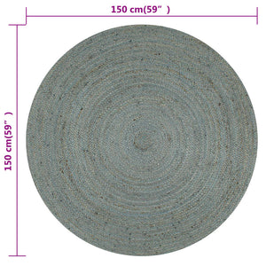 vidaXL Handmade Rug Jute Round 150 cm Olive Green